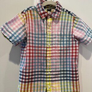 Tea Plaid Button Up Woven Shirt, Paloma Plaid